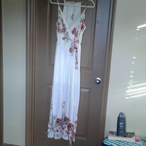 Long Romantic Crosstop Empire Waist Tie Maxi Dress